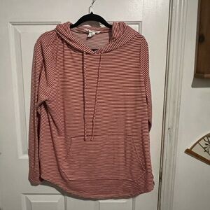 Workshop Republic Clothing Striped Hoodie in Red and White